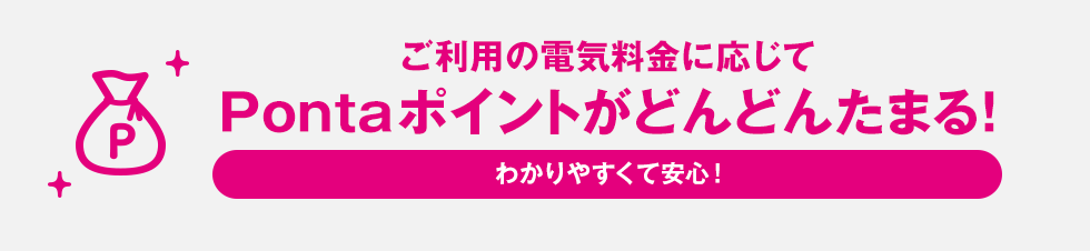 ご利用の電気料金に応じてPontaポイントがどんどんたまる！