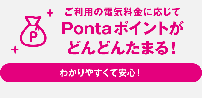 ご利用の電気料金に応じてPontaポイントがどんどんたまる！