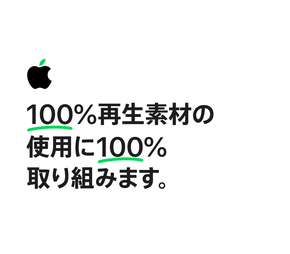 100%再生素材の使用に100%取り組みます。