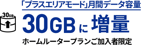 「プラスエリアモード」月間データ容量 30GBに増量 ホームルータープランご加入者限定